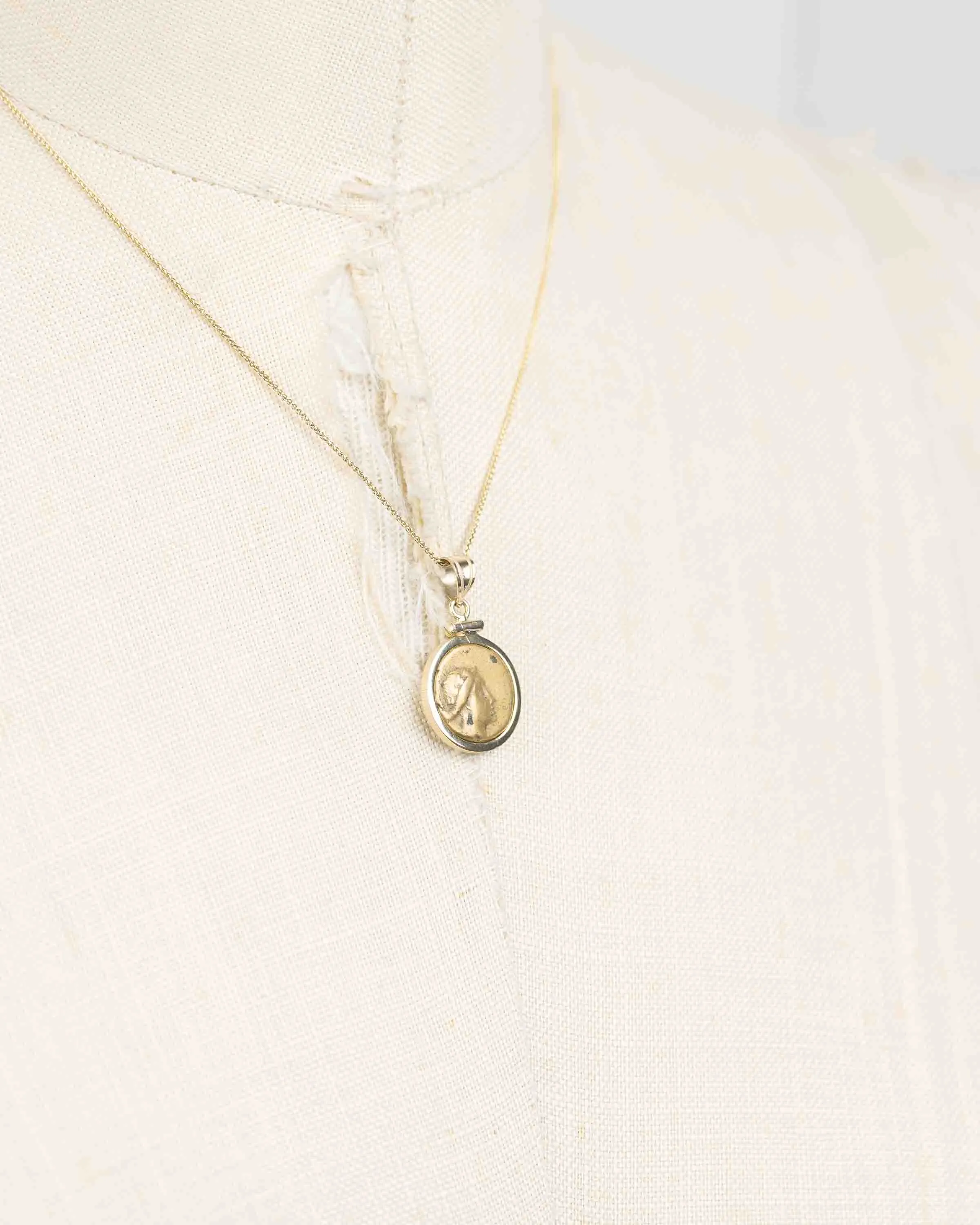 14k Gold Genuine Ancient Greek Coin Necklace (Artemis; 125-90 B.C.)