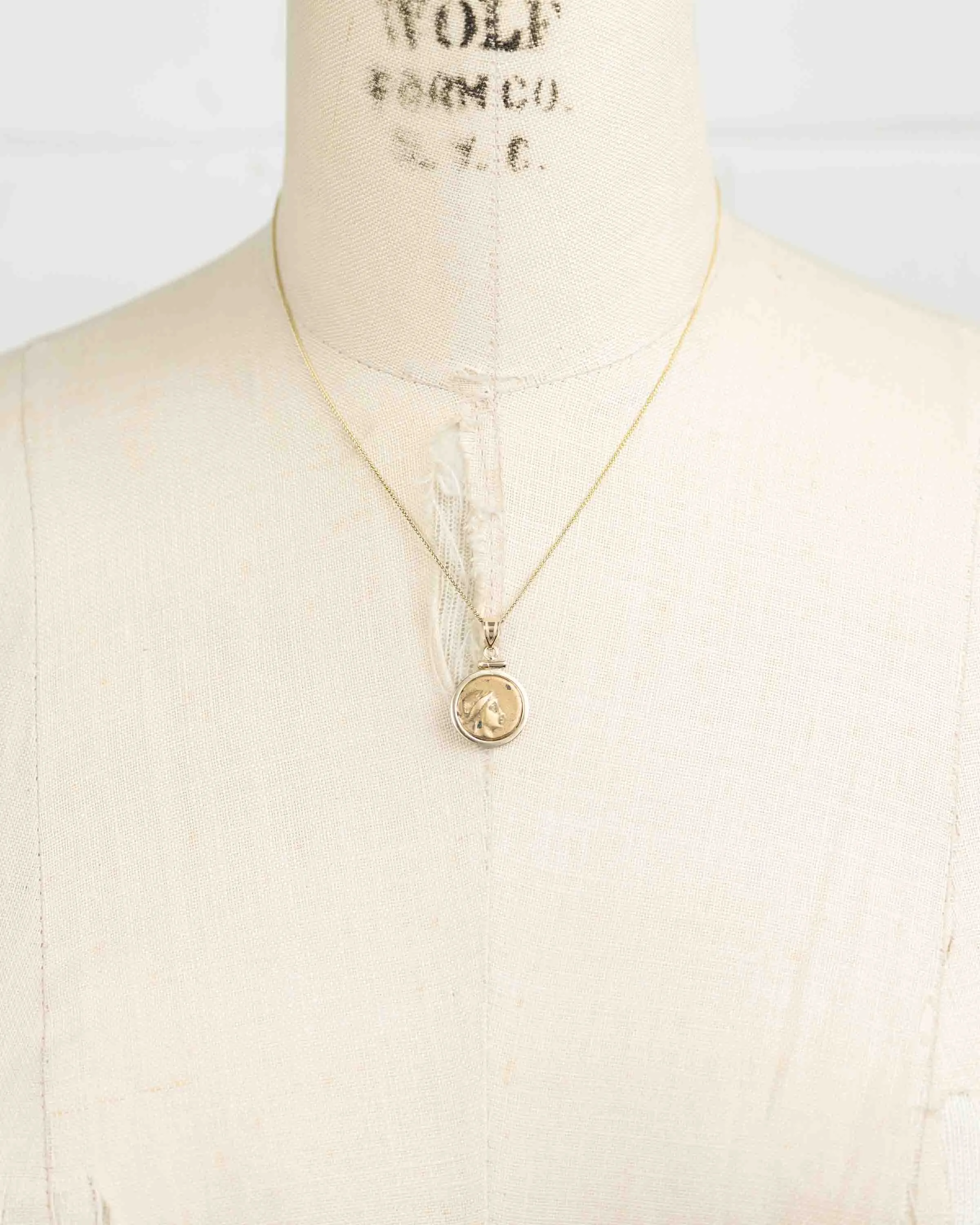 14k Gold Genuine Ancient Greek Coin Necklace (Artemis; 125-90 B.C.)