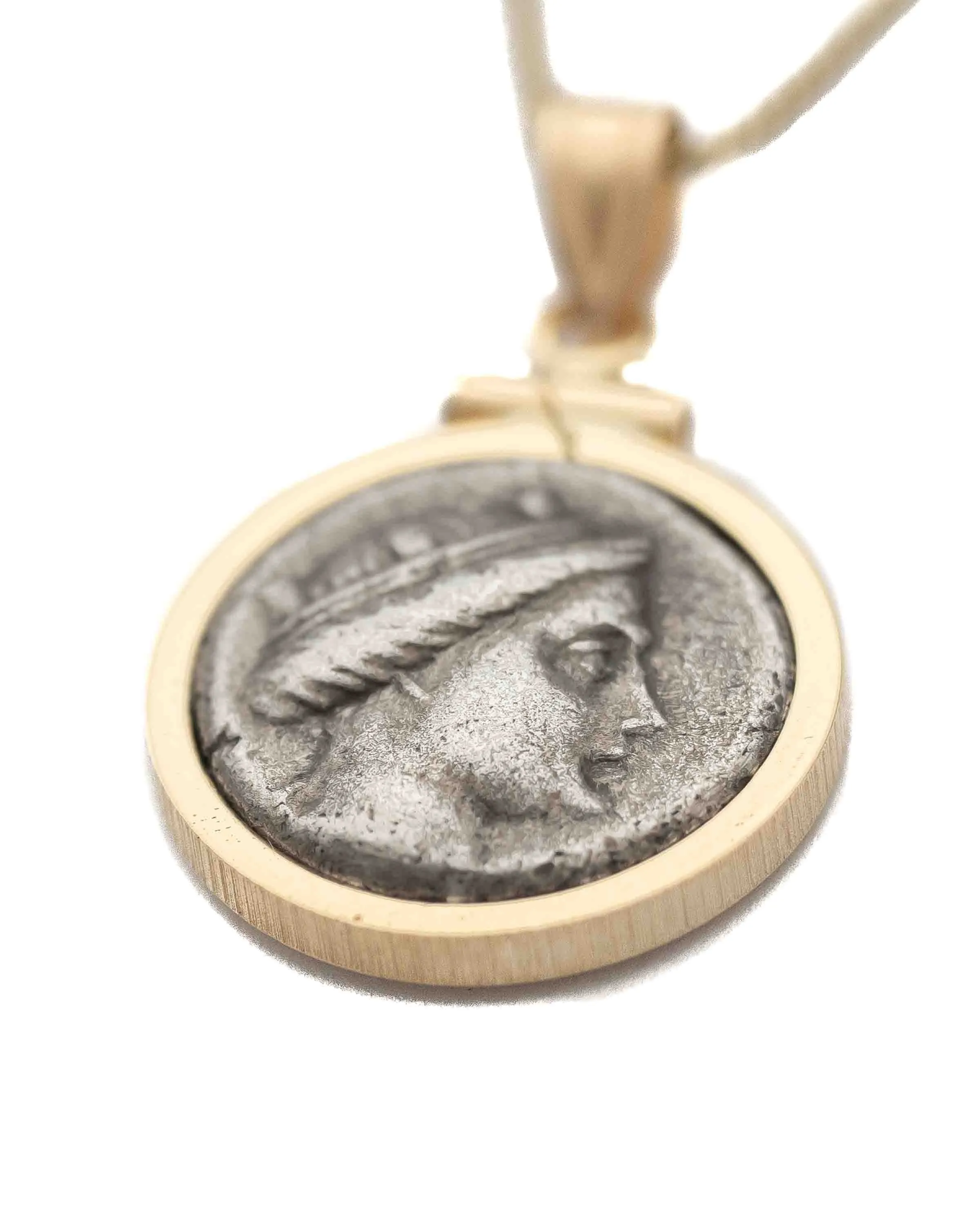 14k Gold Genuine Ancient Greek Coin Necklace (Hera; 300-101 B.C.)