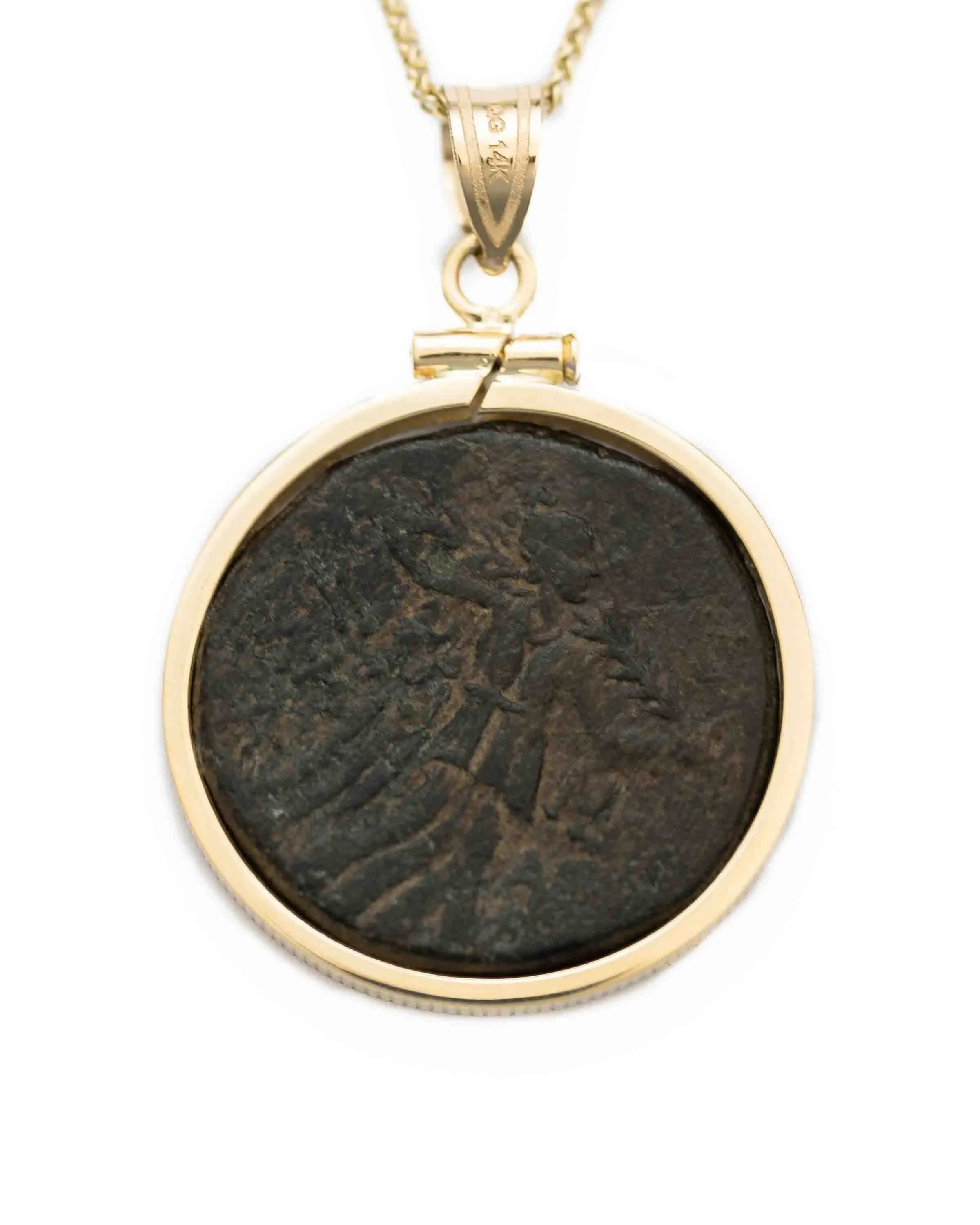 14k Gold Genuine Ancient Greek Coin Necklace (Medusa; 85-65 B.C.)