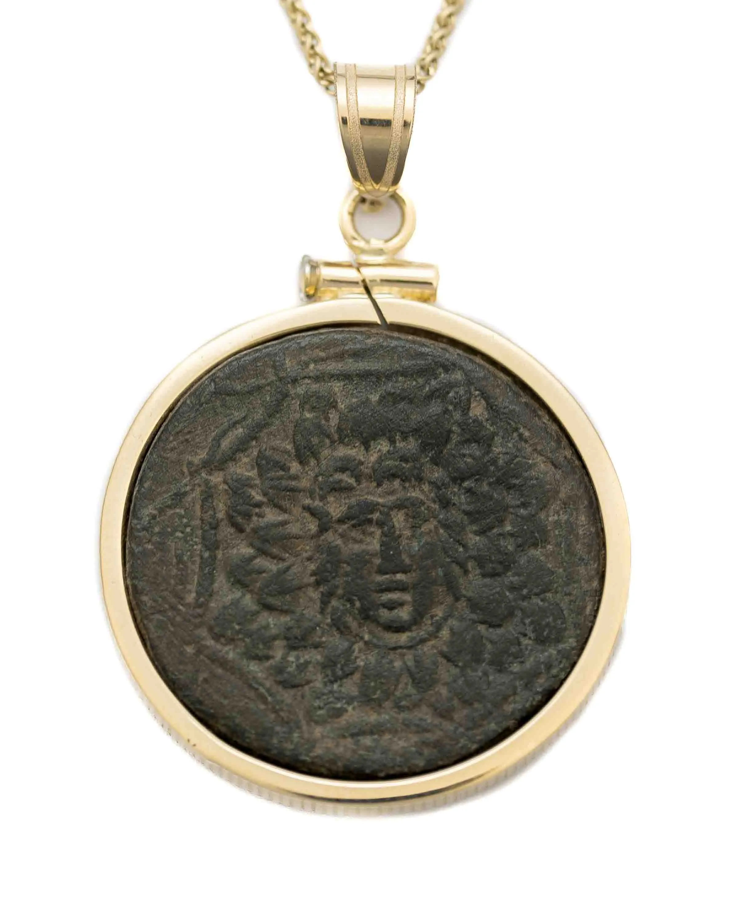 14k Gold Genuine Ancient Greek Coin Necklace (Medusa; 85-65 B.C.)