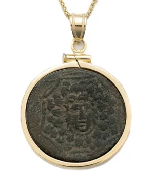 14k Gold Genuine Ancient Greek Coin Necklace (Medusa; 85-65 B.C.)