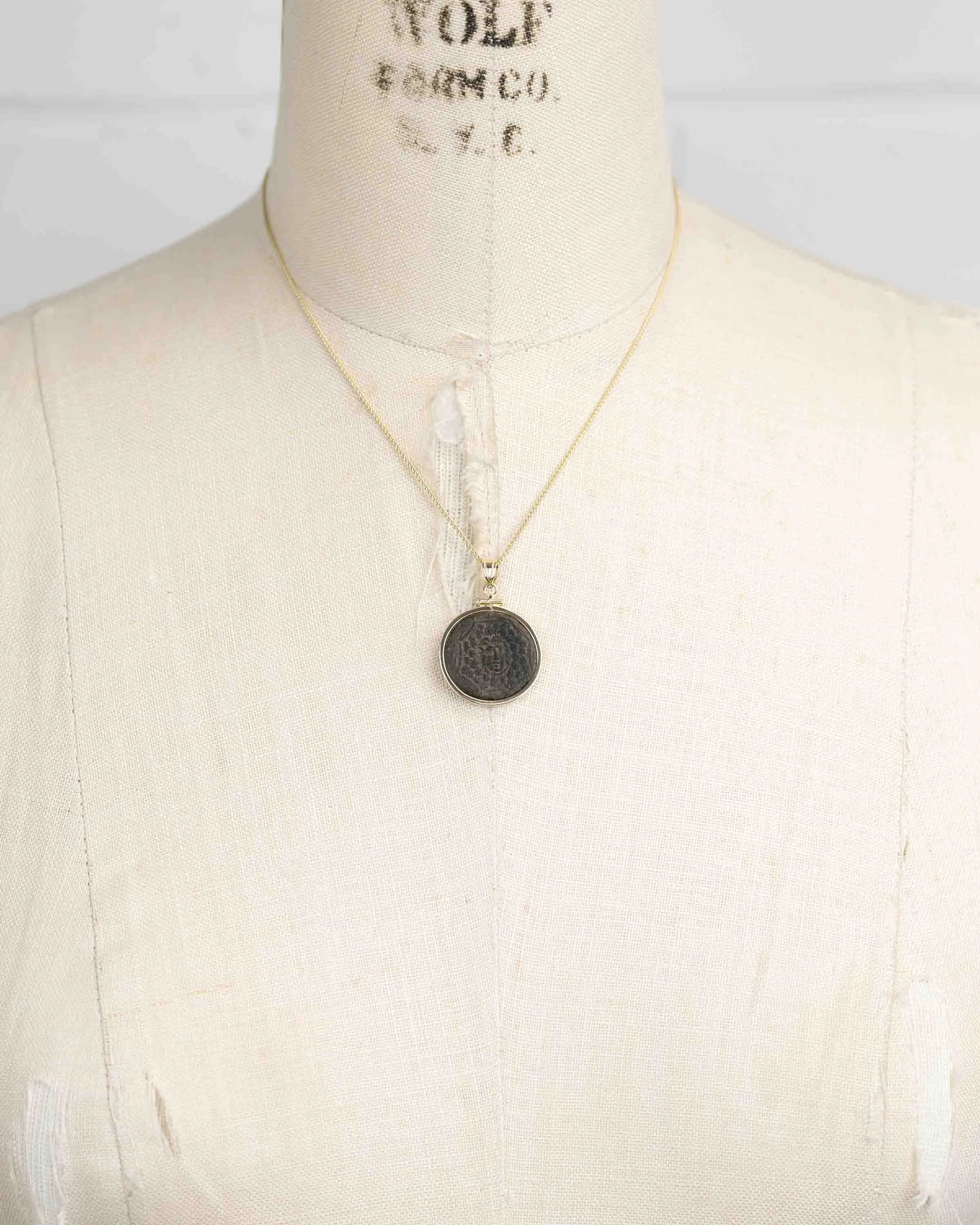14k Gold Genuine Ancient Greek Coin Necklace (Medusa; 85-65 B.C.)