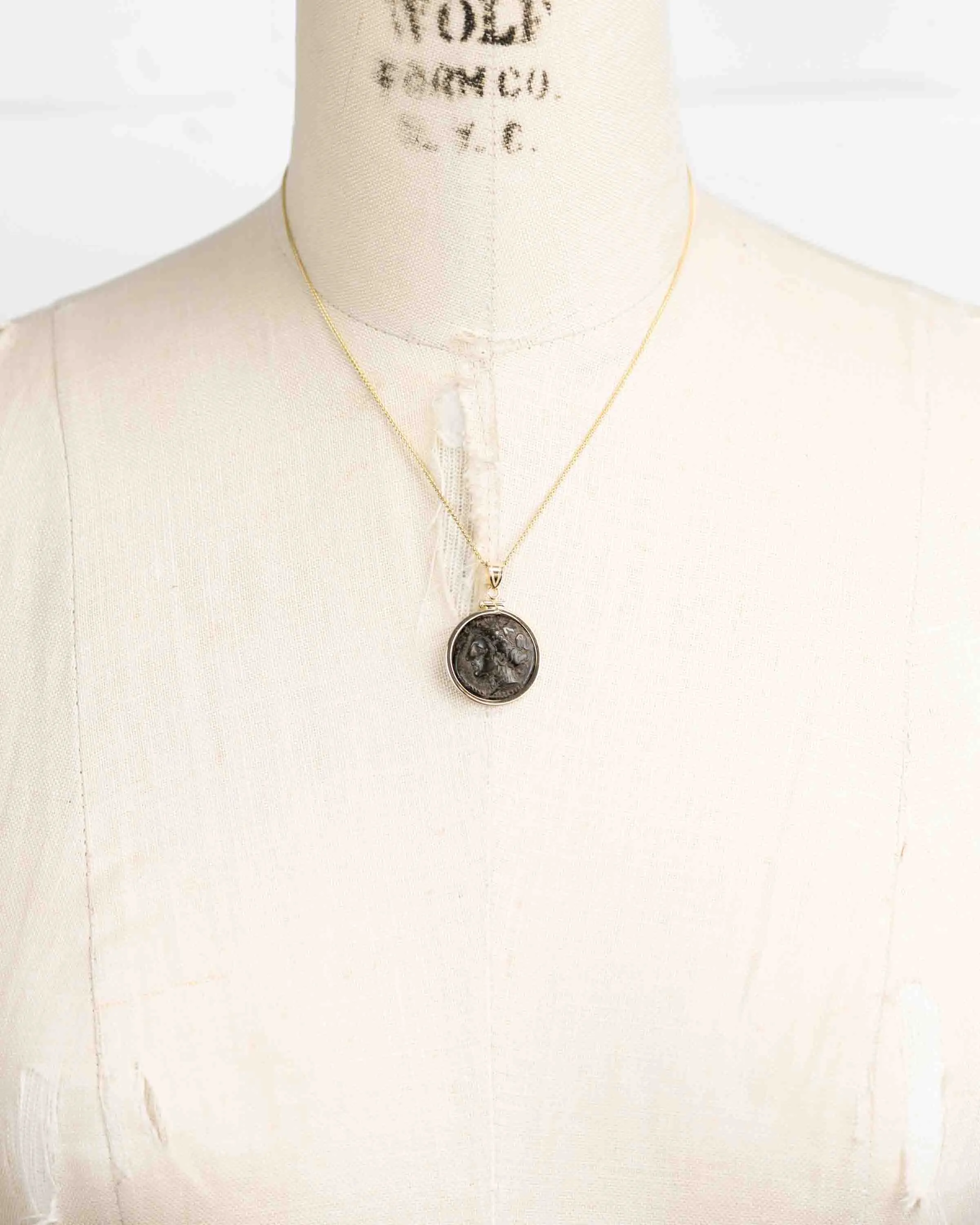 14k Gold Genuine Ancient Greek Coin Necklace (Persephone; 357-309 B.C.)