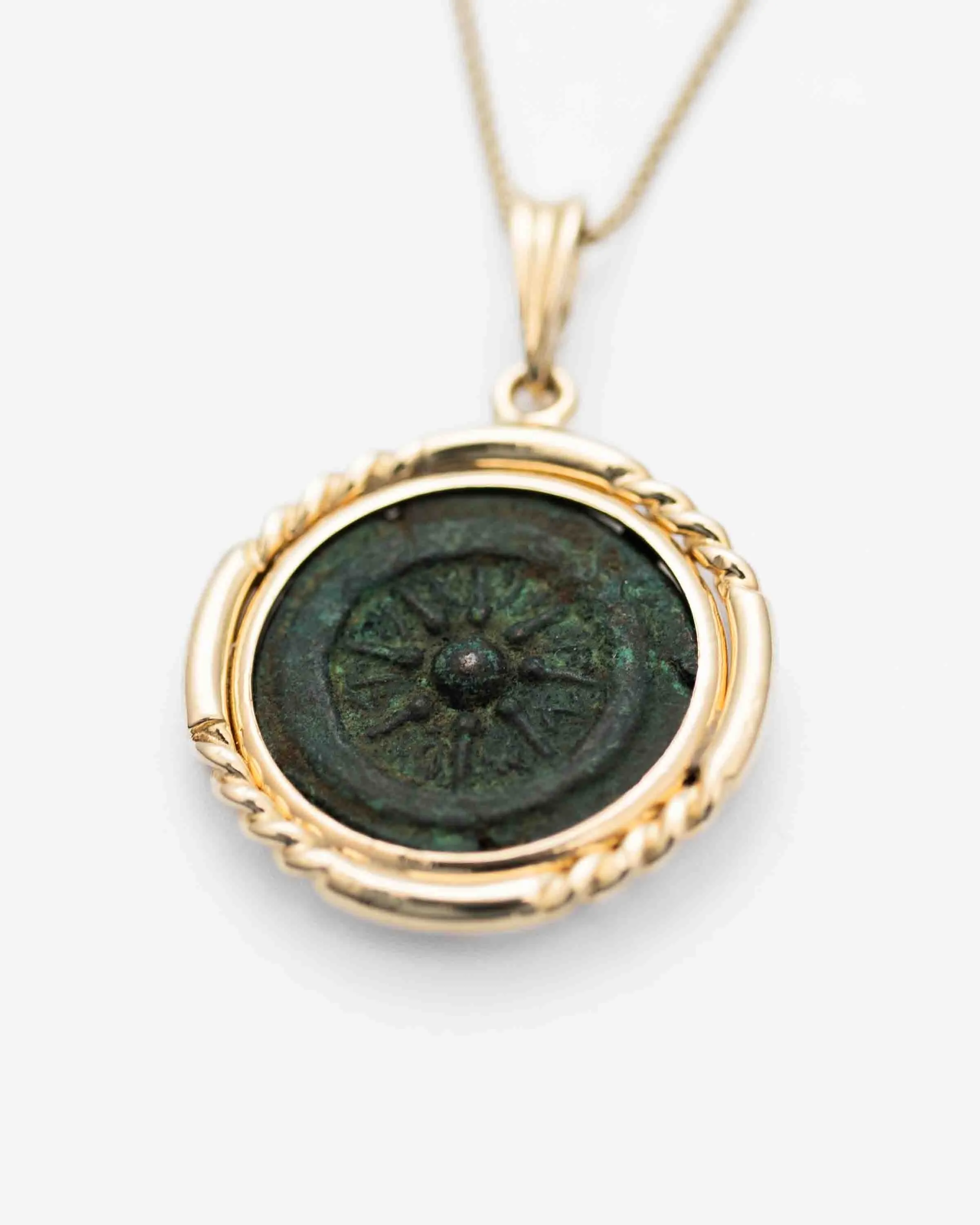 14k Gold Genuine Ancient Judaean/Biblical Coin Necklace (103-73 B.C.)