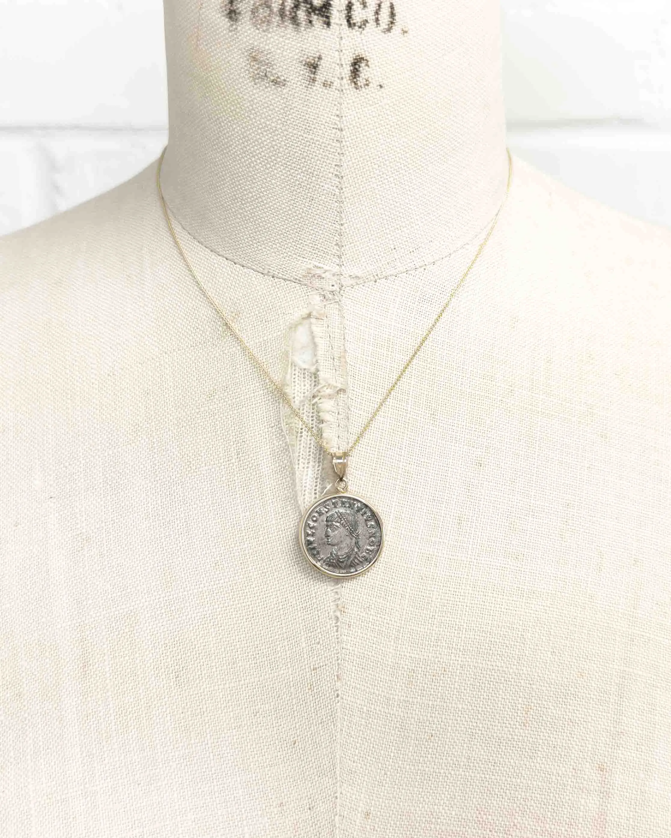 14k Gold Genuine Ancient Roman Coin Necklace (Constantius II; 324-337 A.D.)