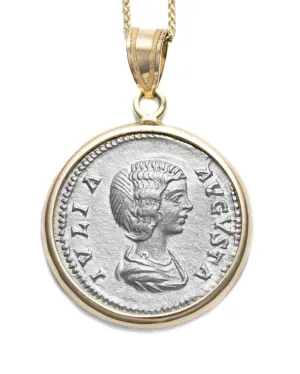 14k Gold Genuine Ancient Roman Coin Necklace (Julia Domna; 196-211 A.D.)