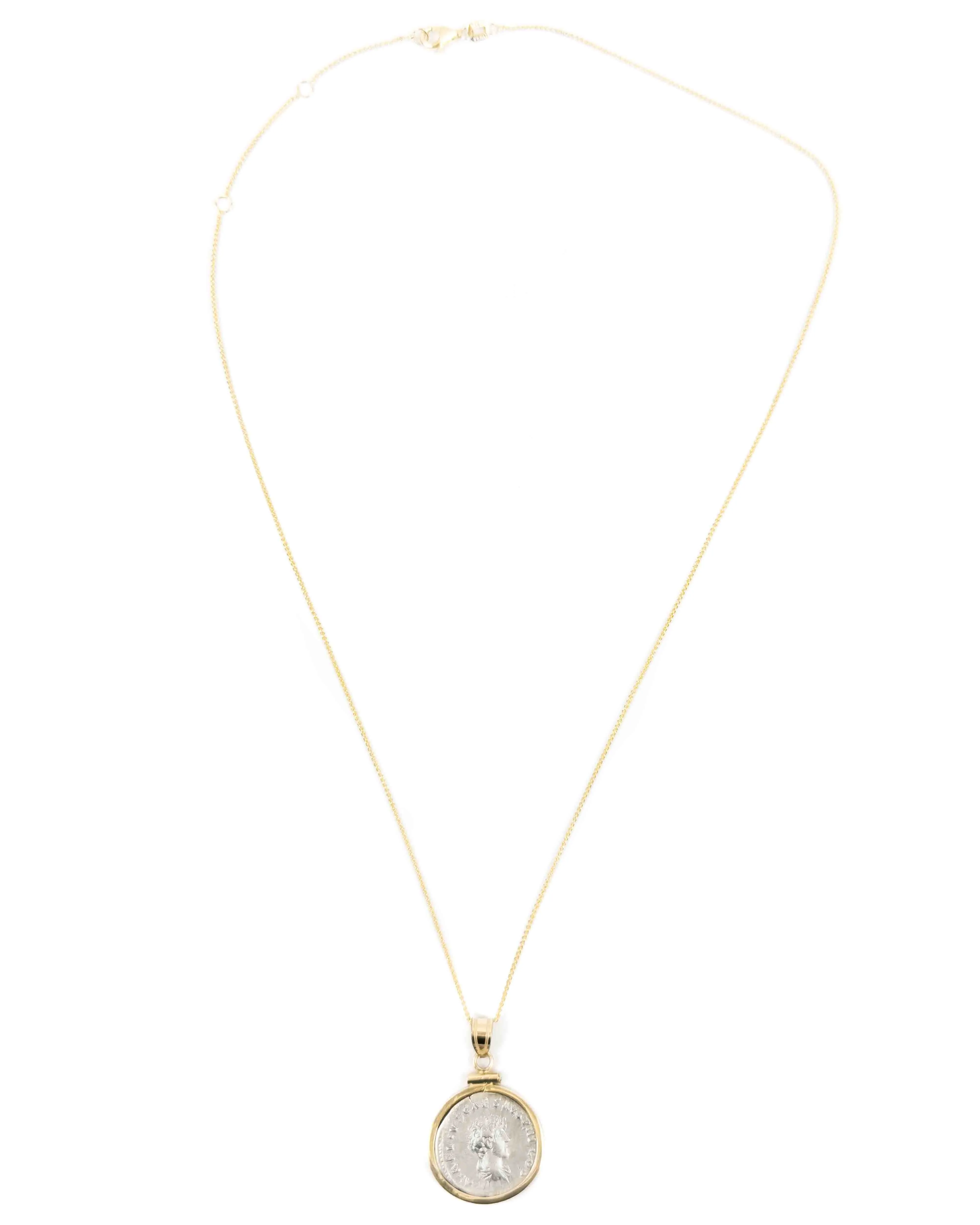 14k Gold Genuine Ancient Roman Coin Necklace (Marcus Aurelius/Antoninus Pius; 138-161 A.D.)