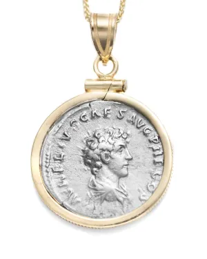 14k Gold Genuine Ancient Roman Coin Necklace (Marcus Aurelius/Antoninus Pius; 138-161 A.D.)