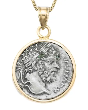 14k Gold Genuine Ancient Roman Coin Necklace (Septimus Severus; 193-211 A.D.)