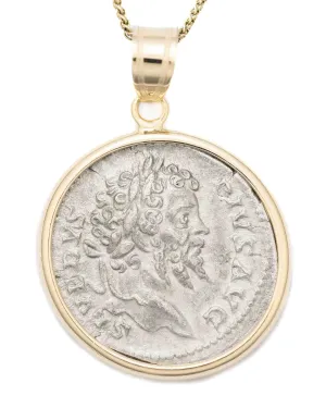 14k Gold Genuine Ancient Roman Coin Necklace (Septimus Severus; 193-211 A.D.)