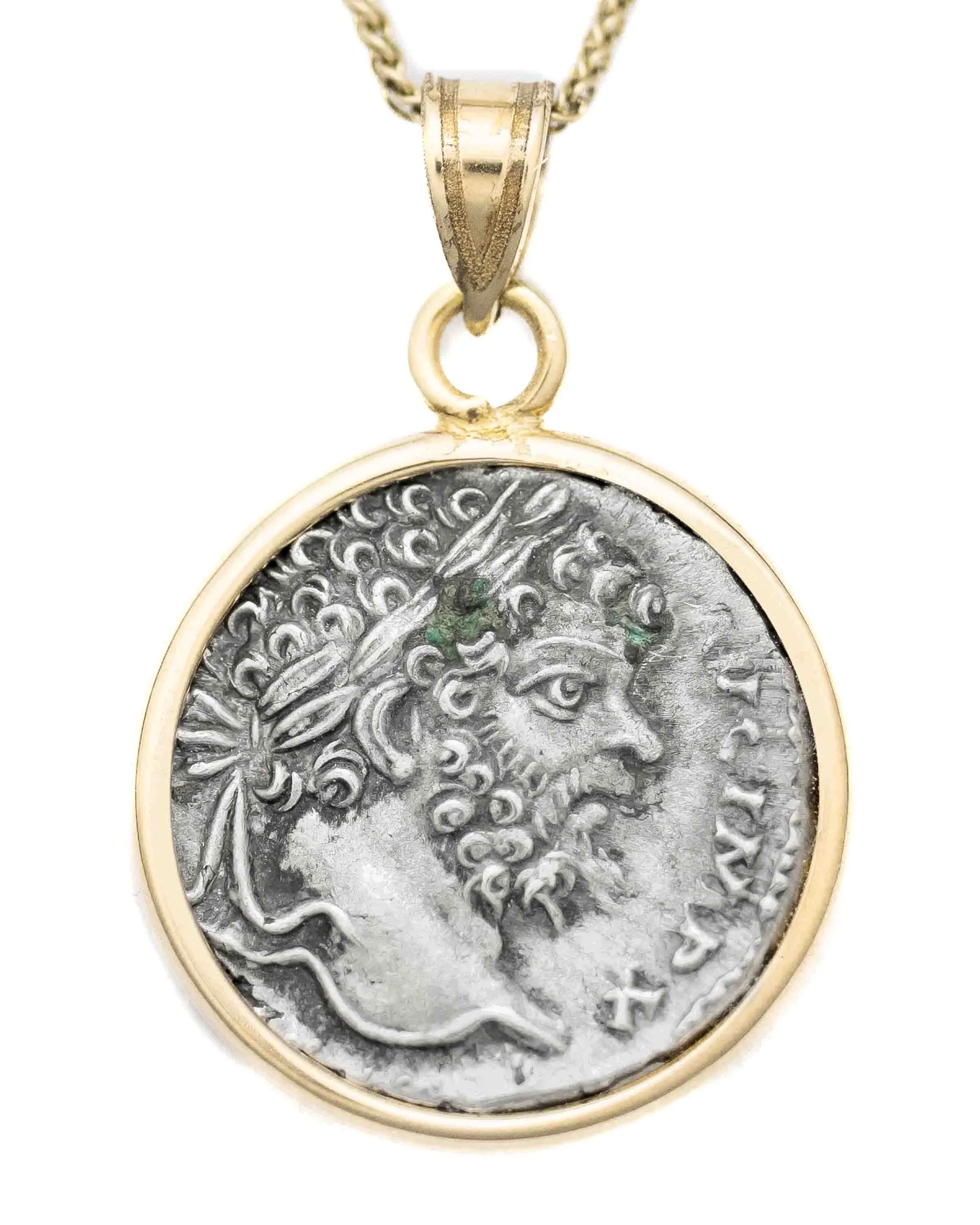 14k Gold Genuine Ancient Roman Coin Necklace (Septimus Severus; 193-211 A.D.)