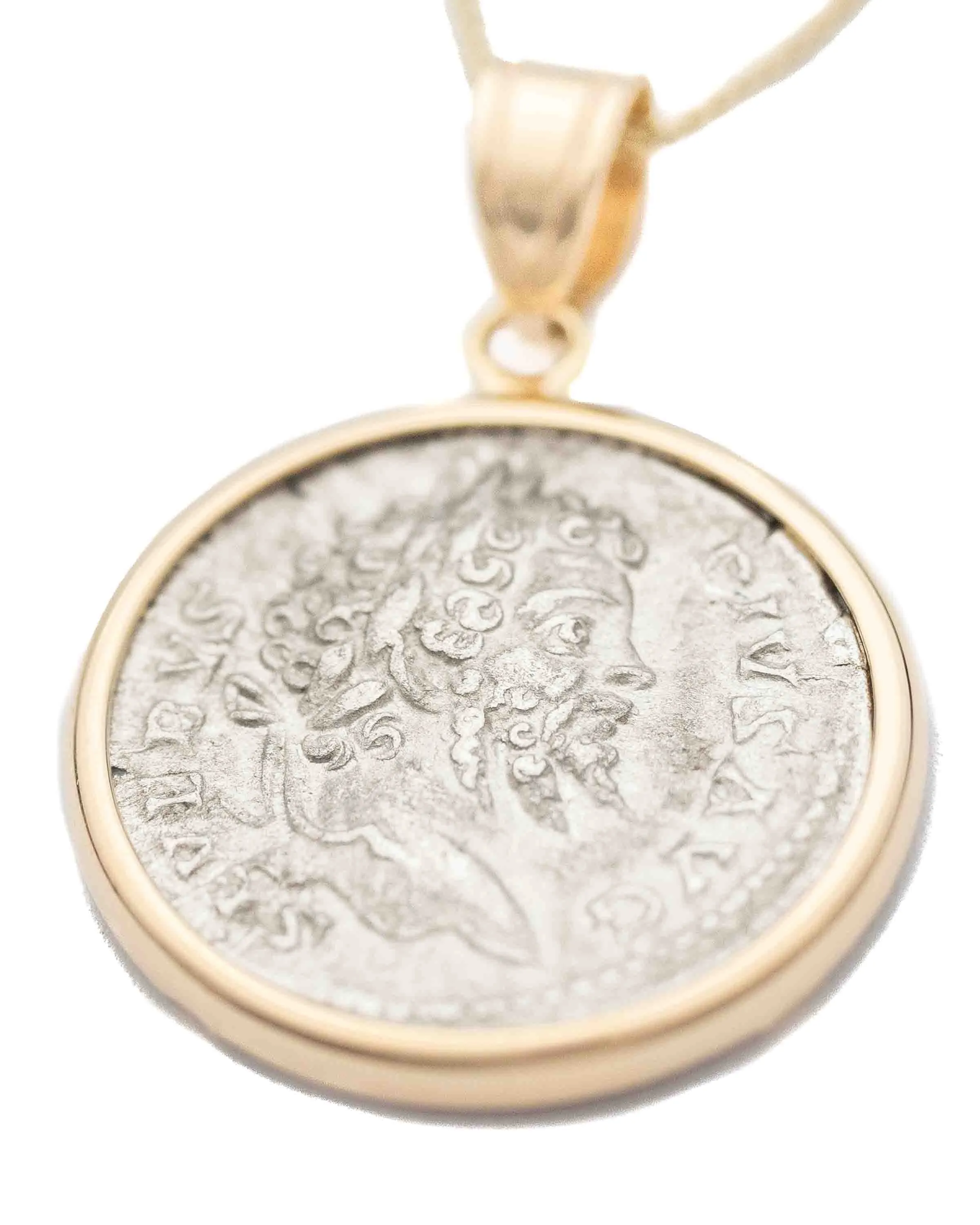 14k Gold Genuine Ancient Roman Coin Necklace (Septimus Severus; 193-211 A.D.)