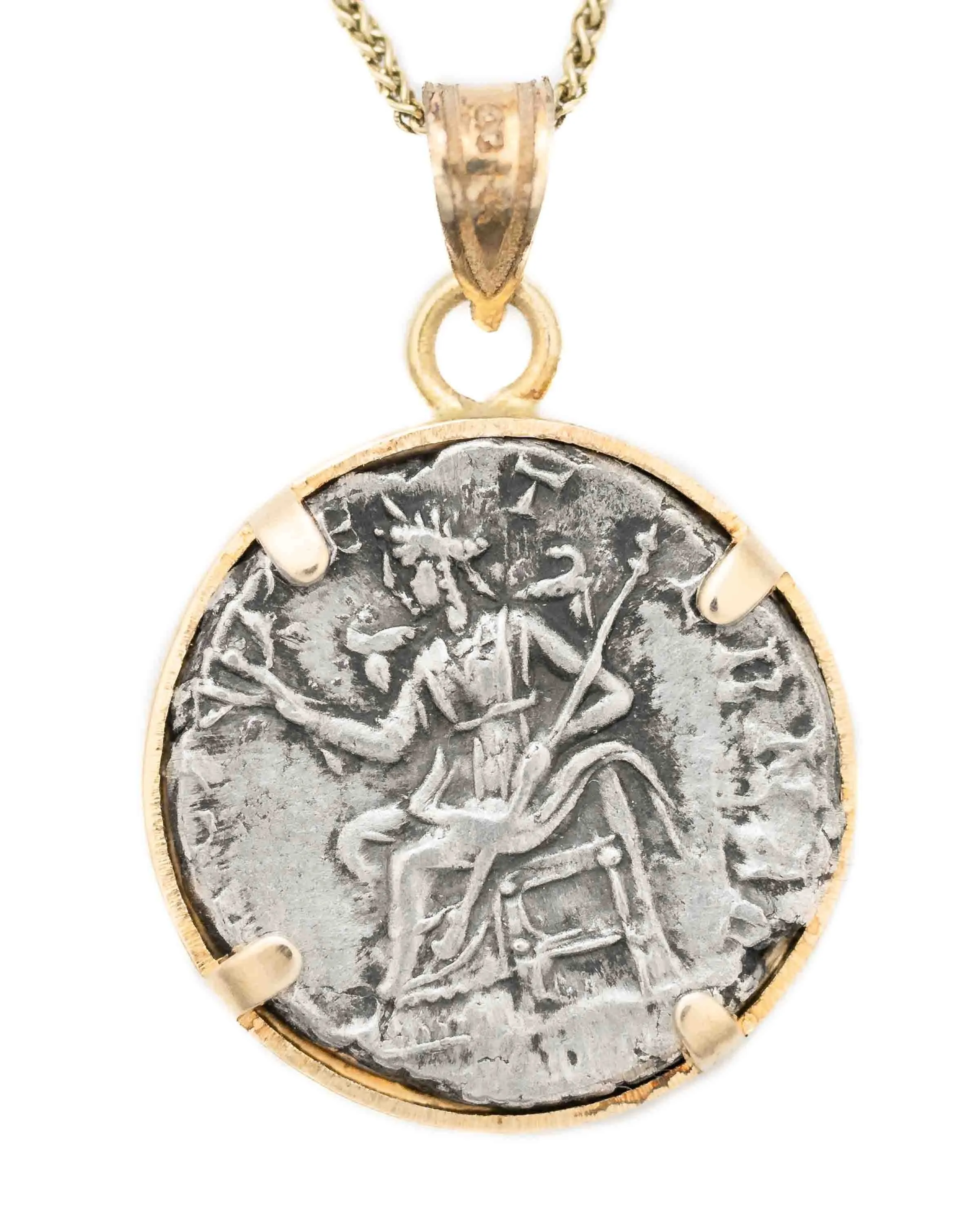 14k Gold Genuine Ancient Roman Coin Necklace (Septimus Severus; 193-211 A.D.)
