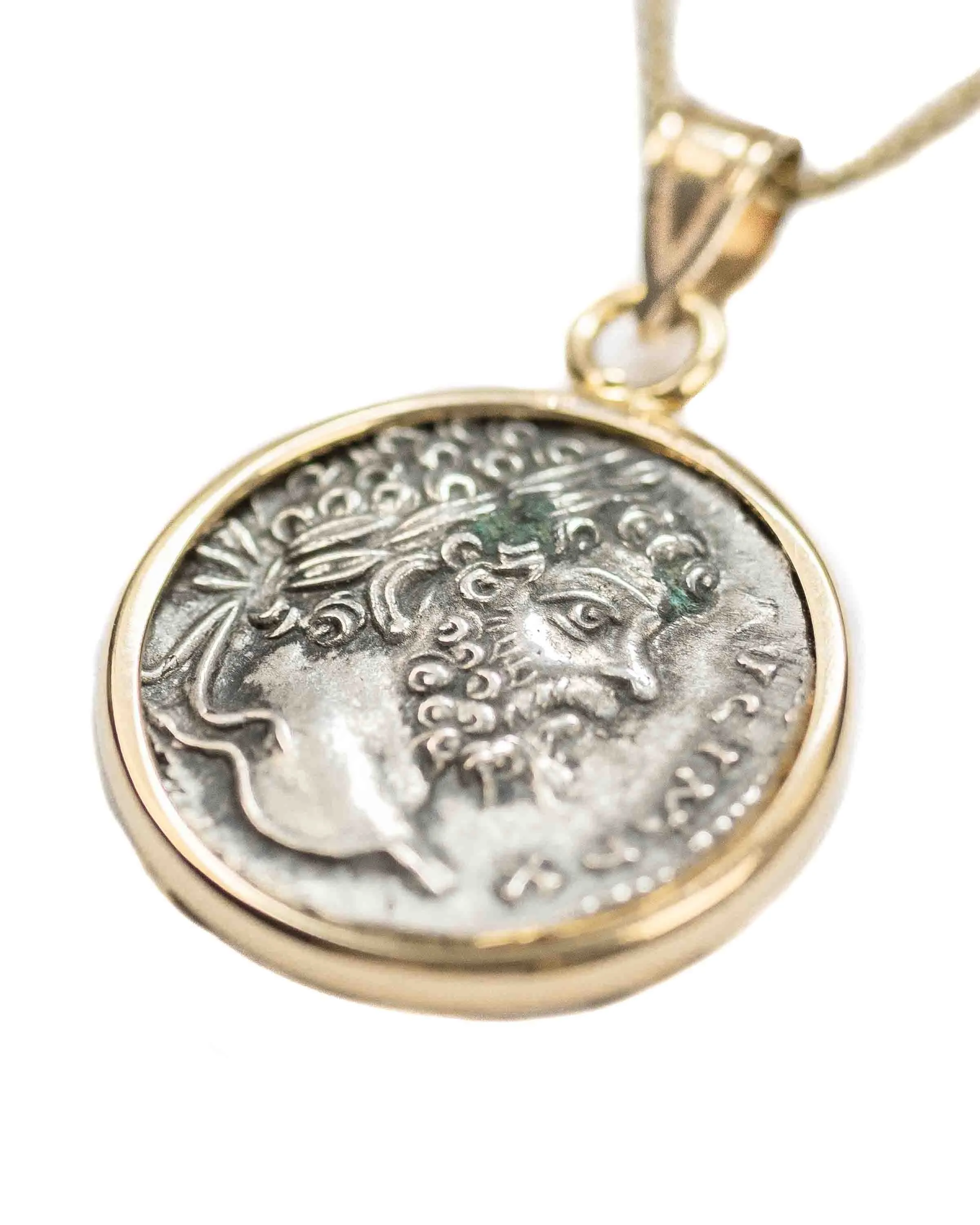14k Gold Genuine Ancient Roman Coin Necklace (Septimus Severus; 193-211 A.D.)
