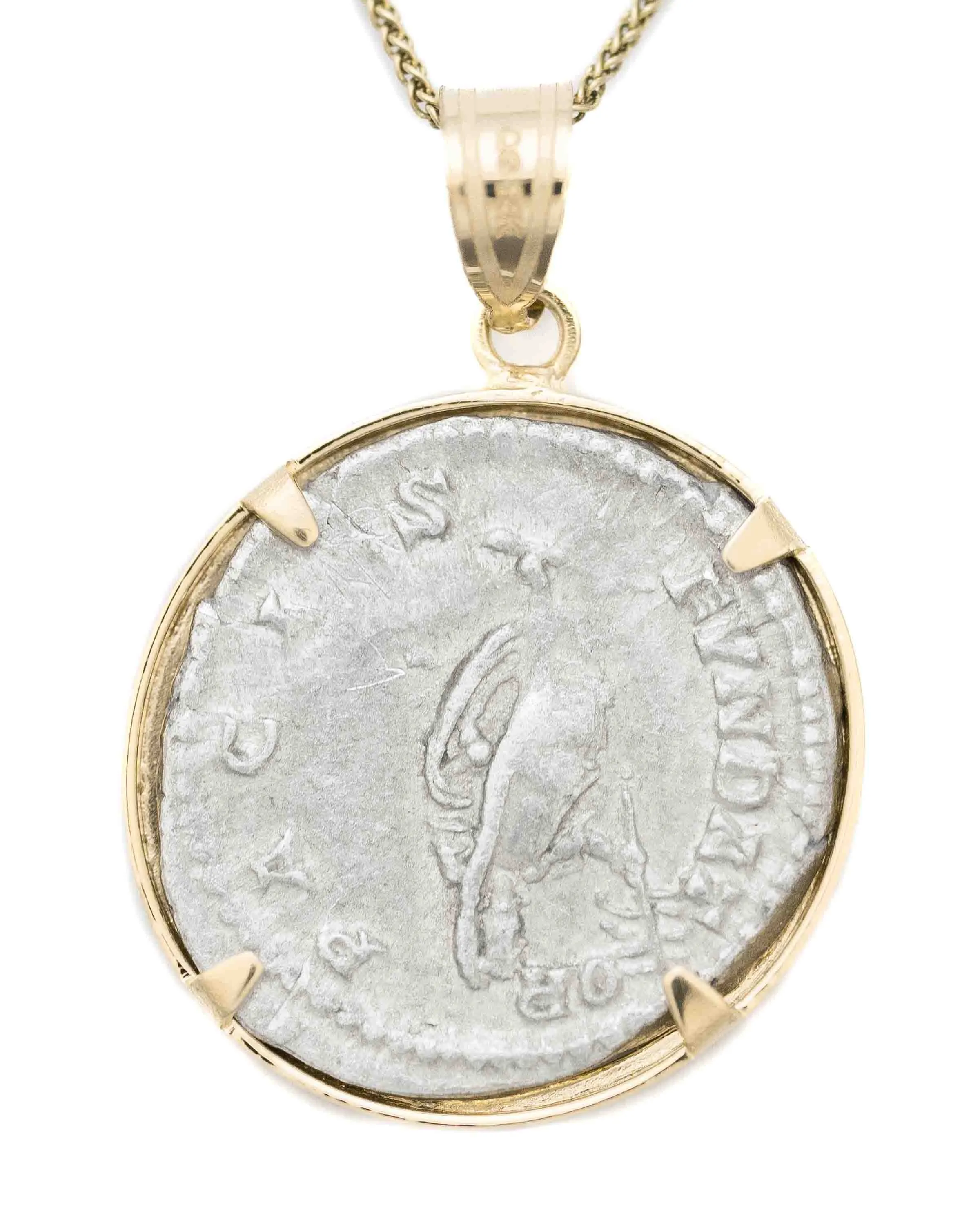 14k Gold Genuine Ancient Roman Coin Necklace (Septimus Severus; 193-211 A.D.)
