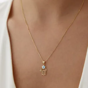 14k Gold Hand of Fatima Necklace