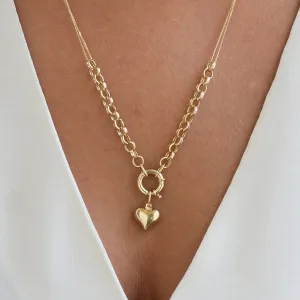 14k Gold Kia Sailor Lock Heart Necklace