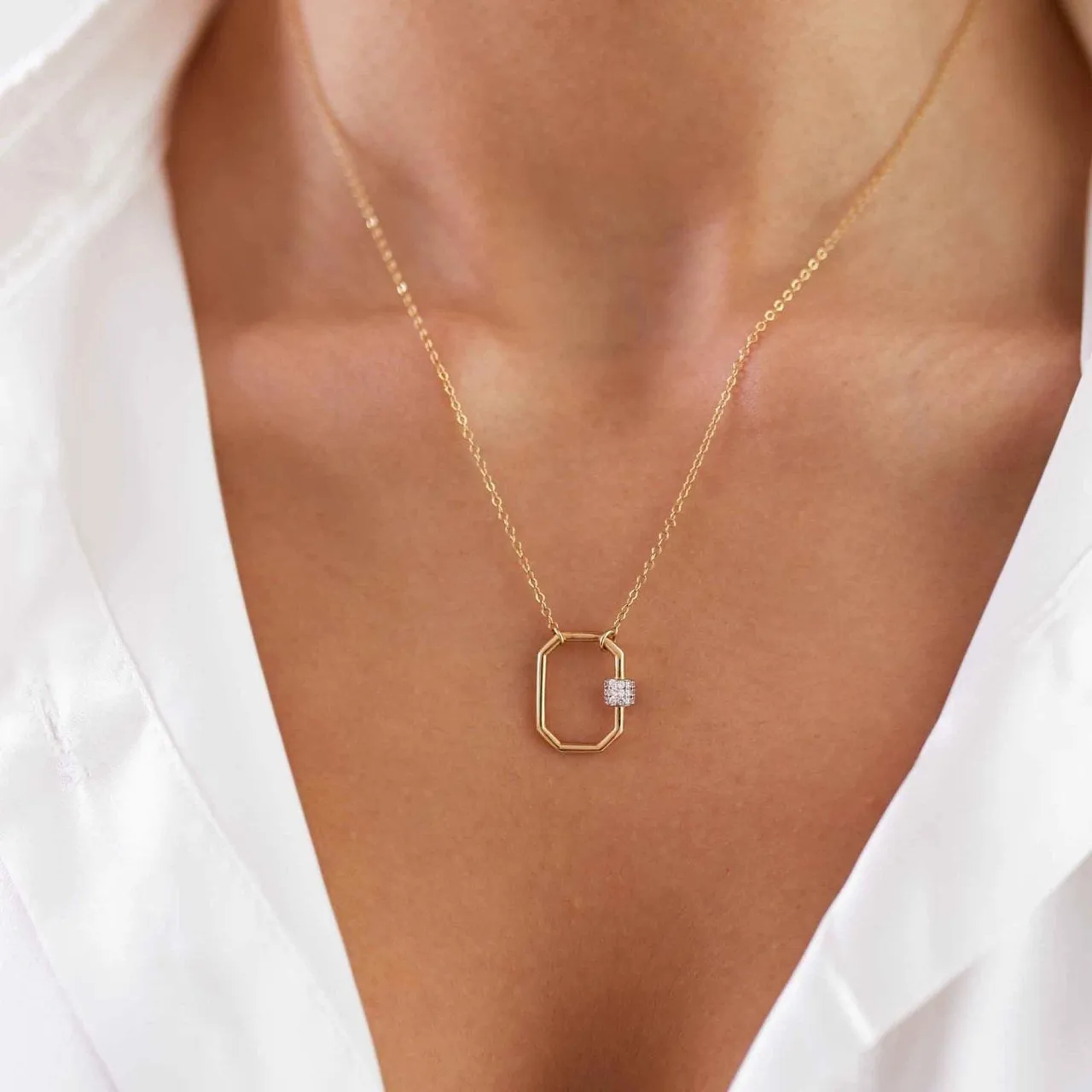 14k Gold Lock Necklace
