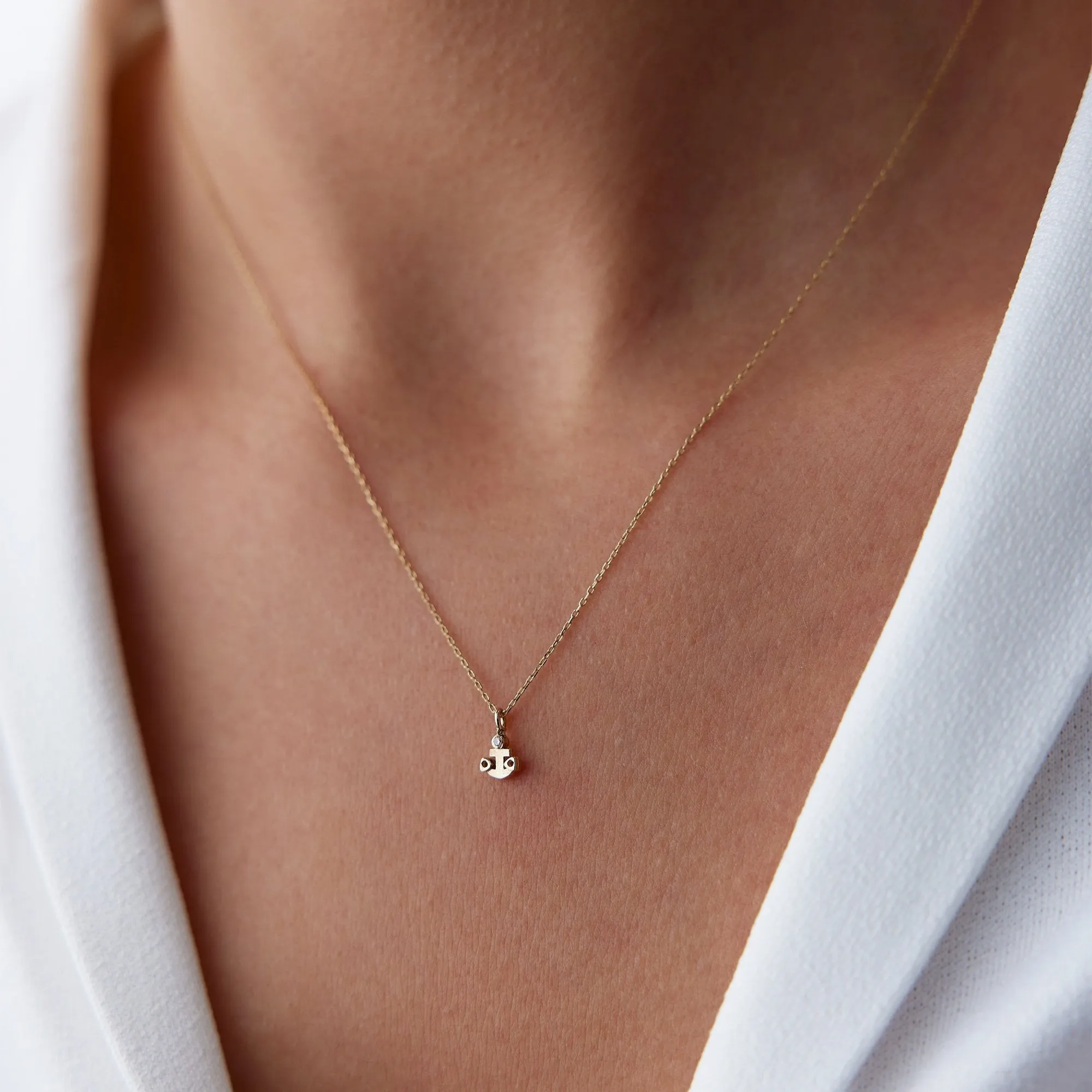 14k Gold Mini Anchor Necklace