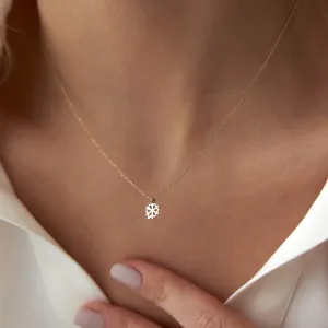 14k Gold Mini Snowflake Necklace
