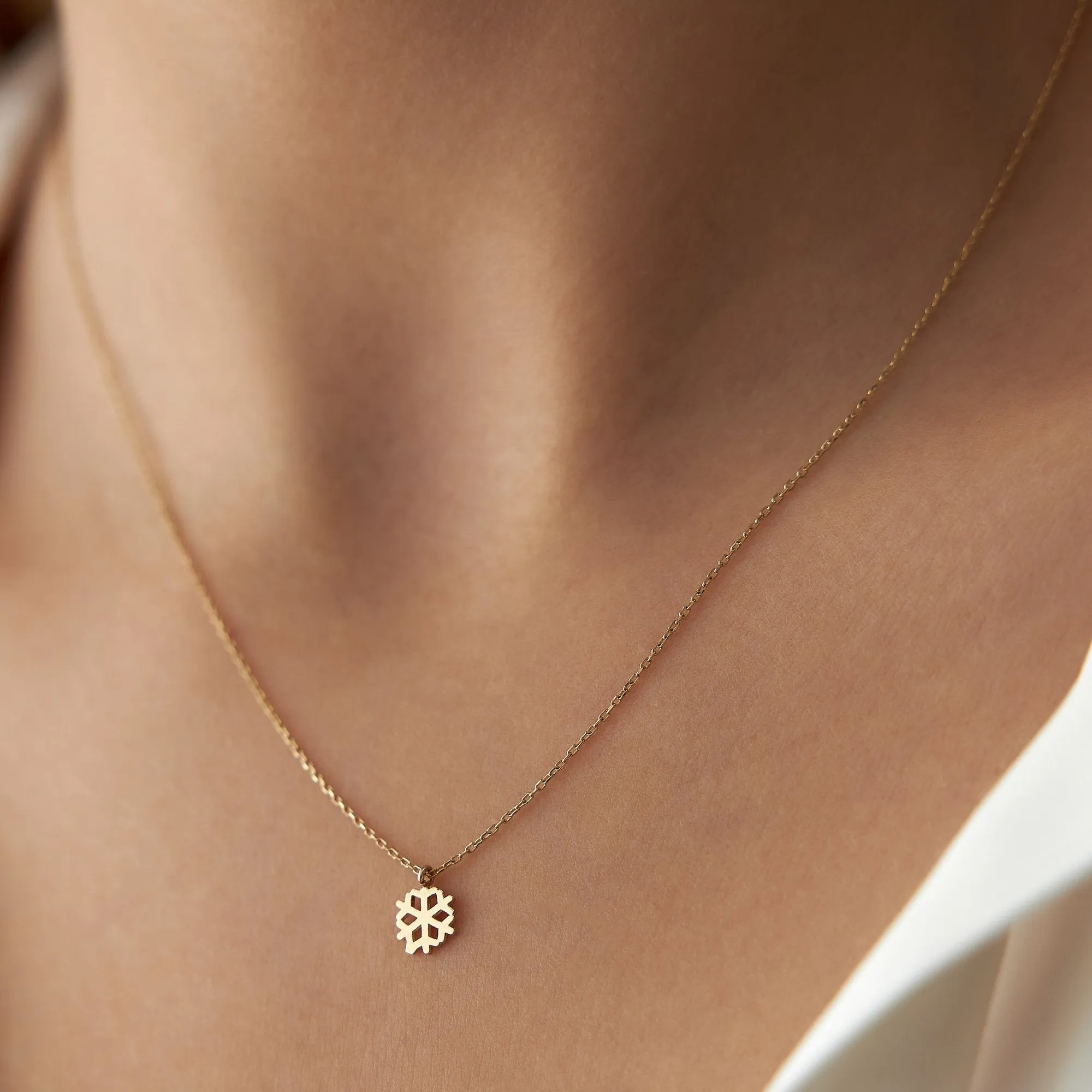 14k Gold Mini Snowflake Necklace