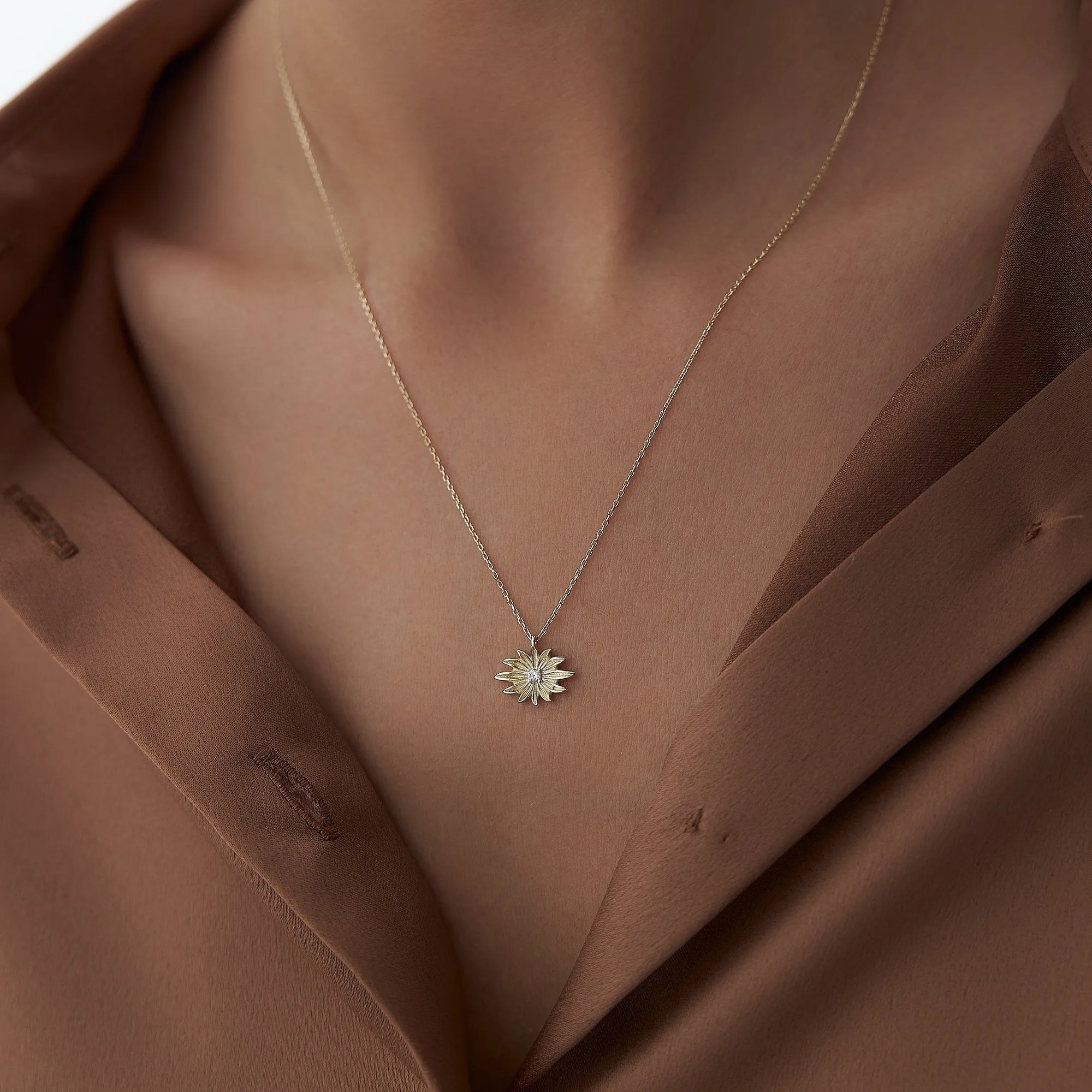 14k Gold Ori Flower Necklace