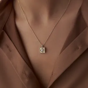 14k Gold Pearl Tile Necklace
