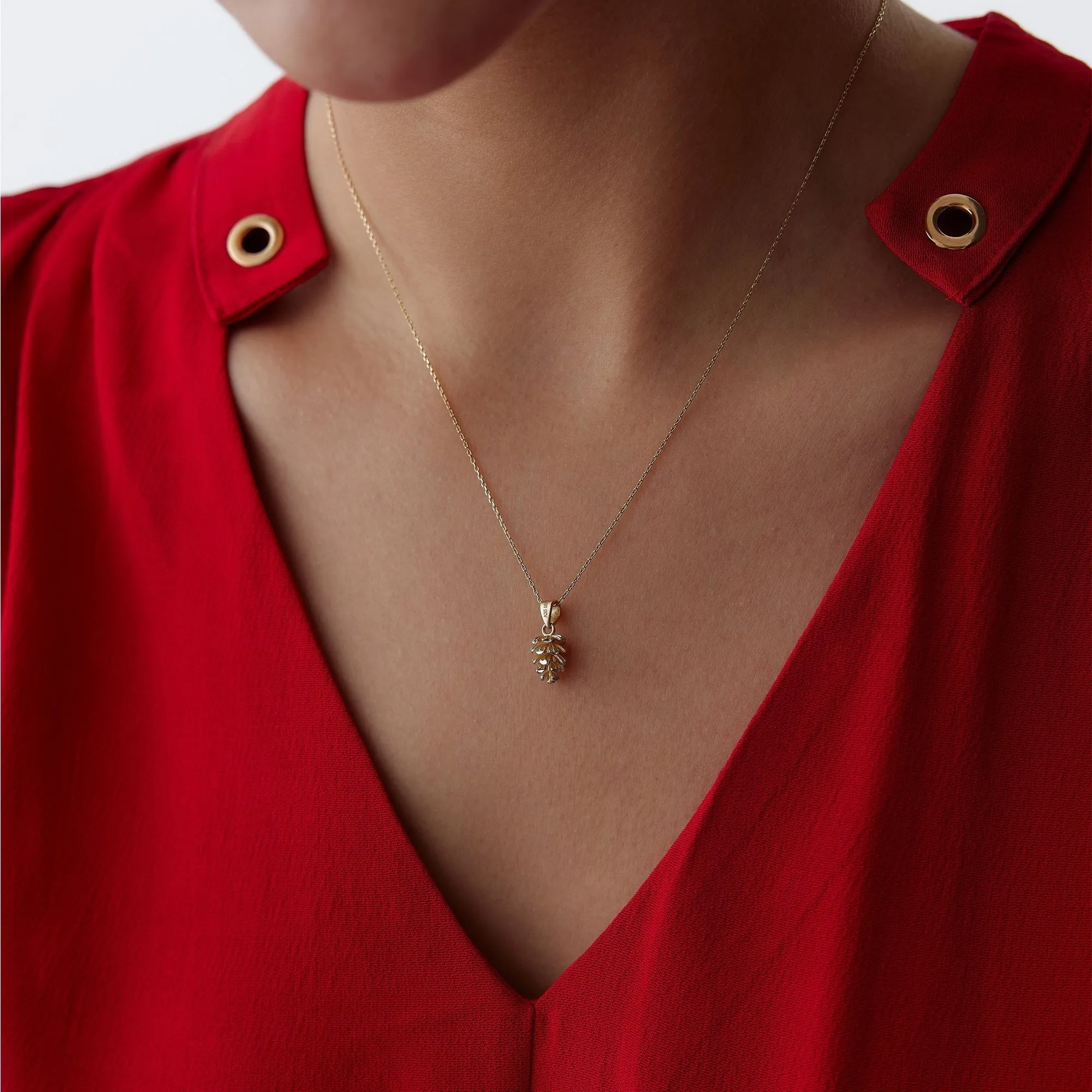 14k Gold Pinecone Necklace