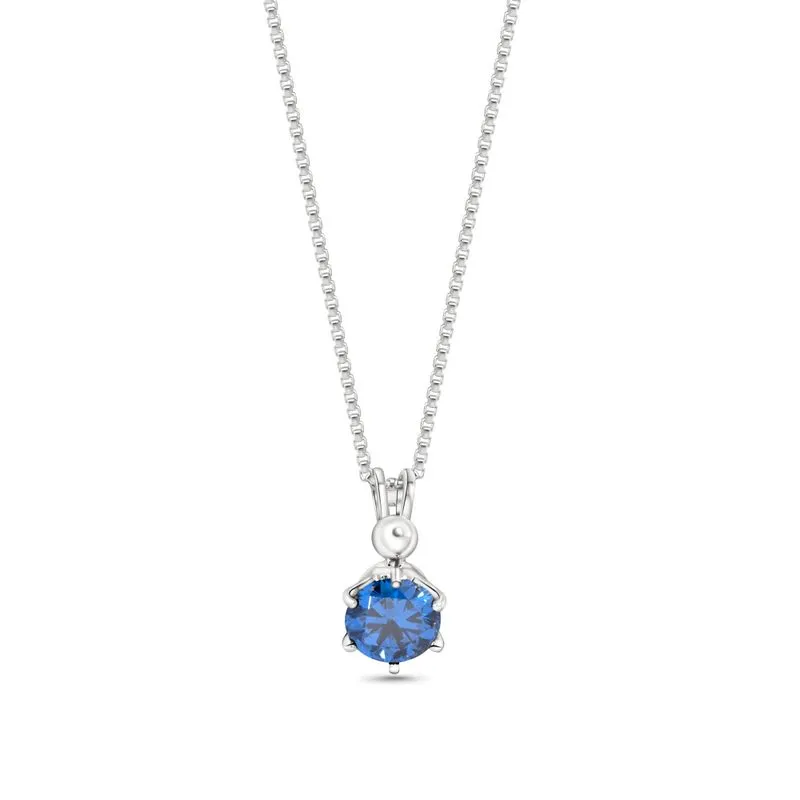 14K Gold Plated Blue Cz Pendant Necklace
