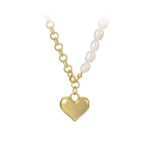 14K Gold Plated Heart Pearl Handmade Necklace