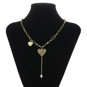 14K Gold Plated Heart With Love Letter Necklace