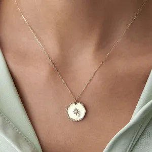 14k Gold Polar Star Plate Necklace
