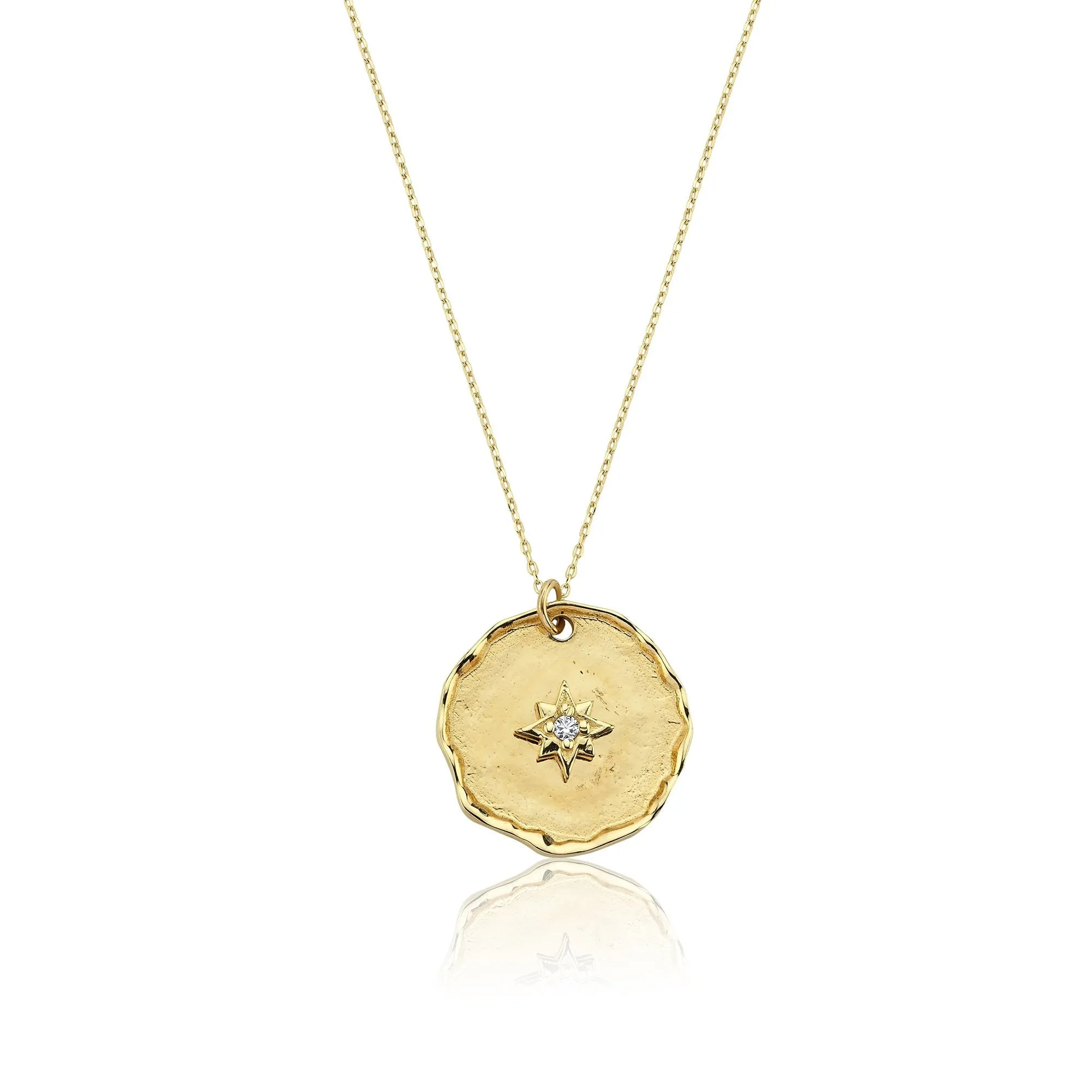 14k Gold Polar Star Plate Necklace