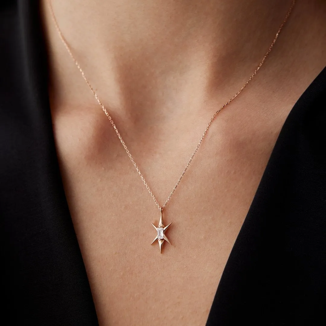14k Gold Pole Star Necklace