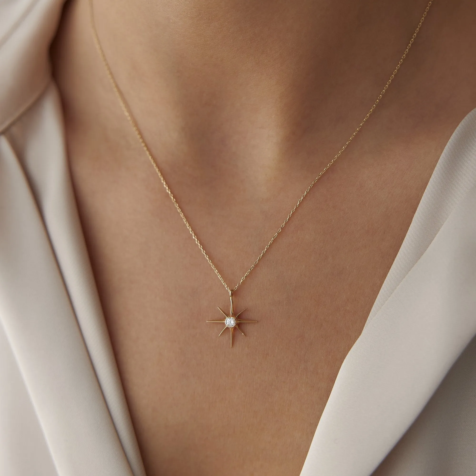 14k Gold Pole Star Necklace