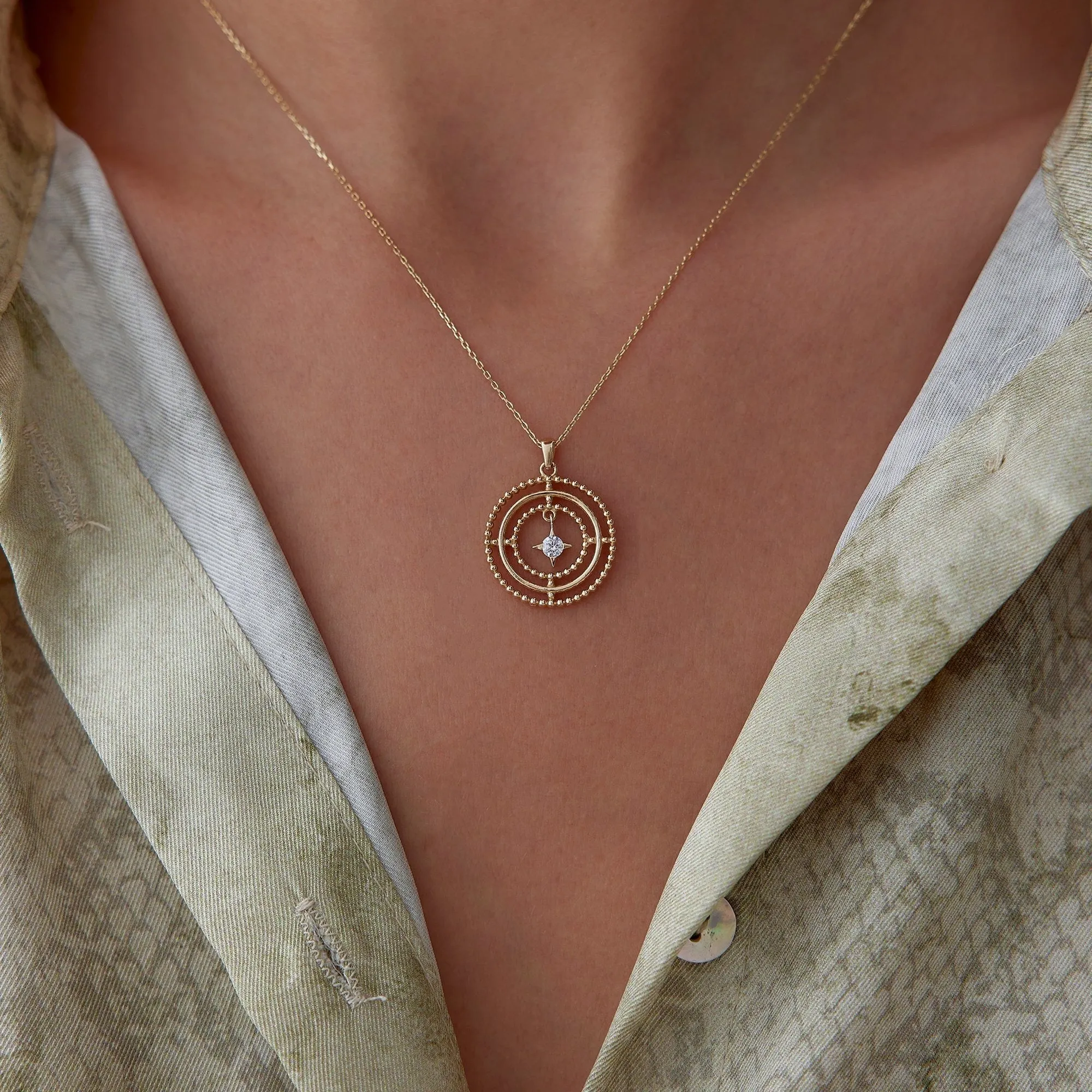 14k Gold Pole Star Necklace