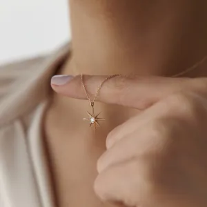 14k Gold Pole Star Necklace