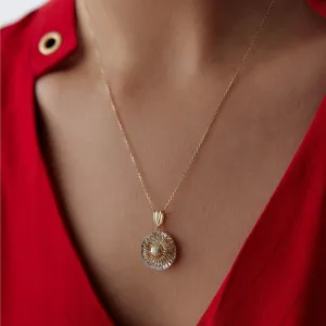14k Gold Pyramid Ball Necklace