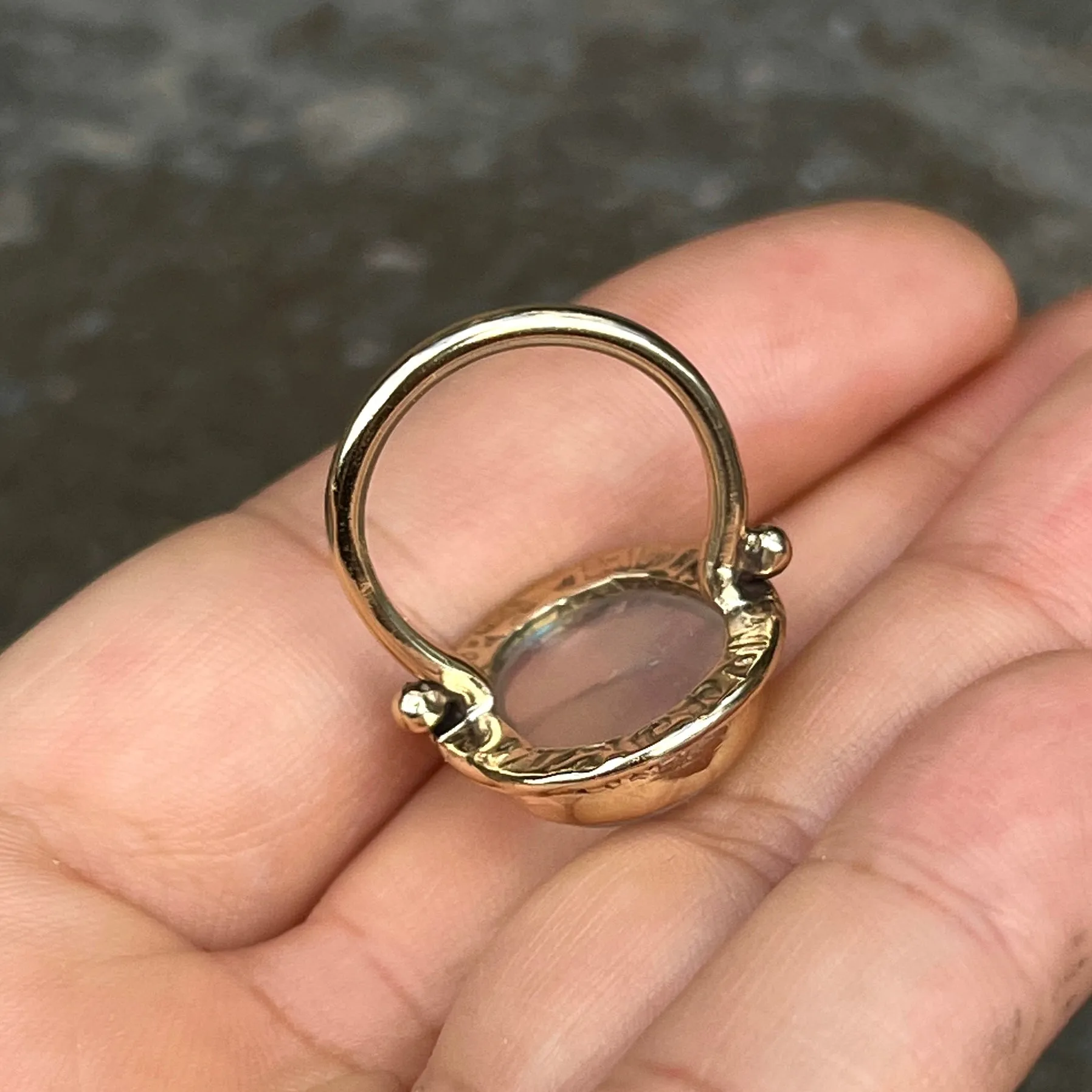 14k Gold Rainbow Moonstone Ring- Sz 7.75