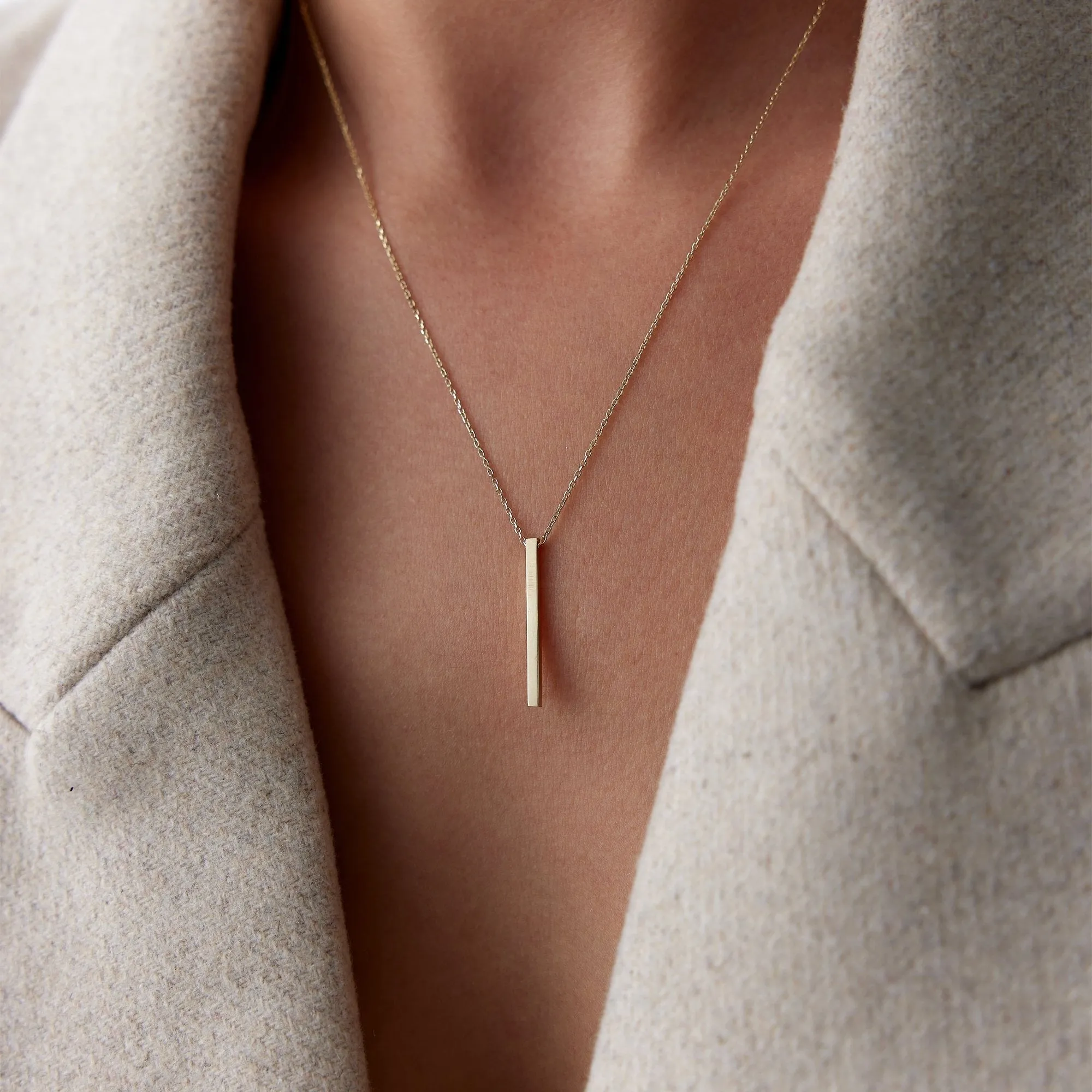 14k Gold Rod Necklace