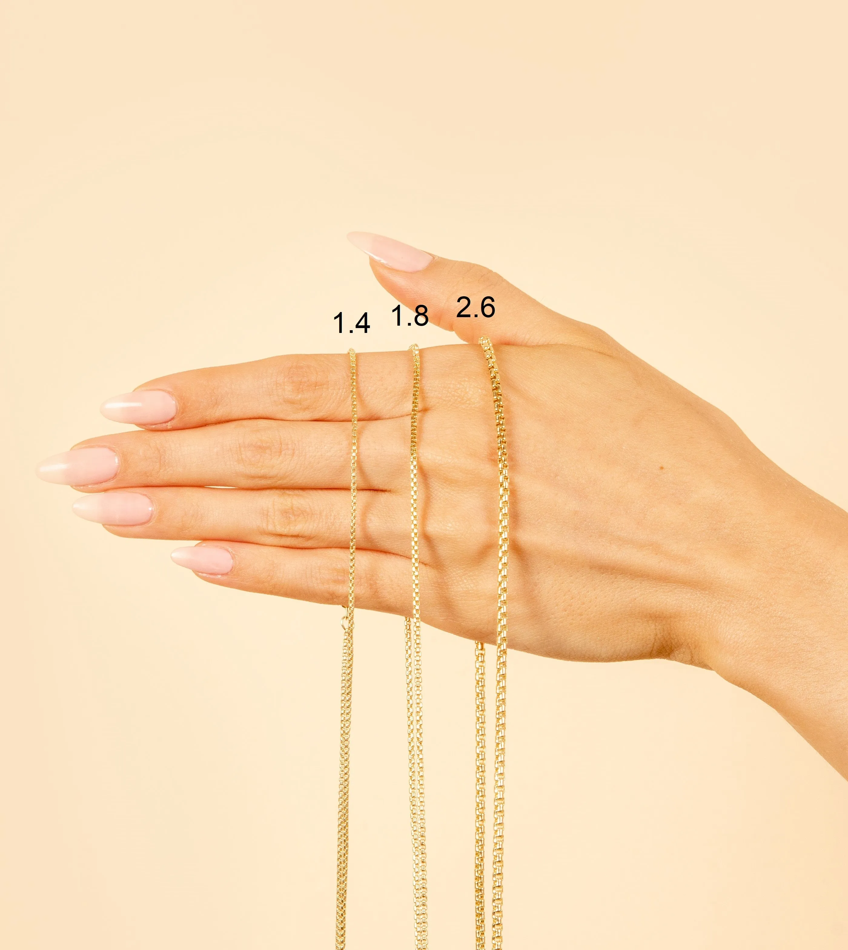 14k Gold Round Box Chain Necklace