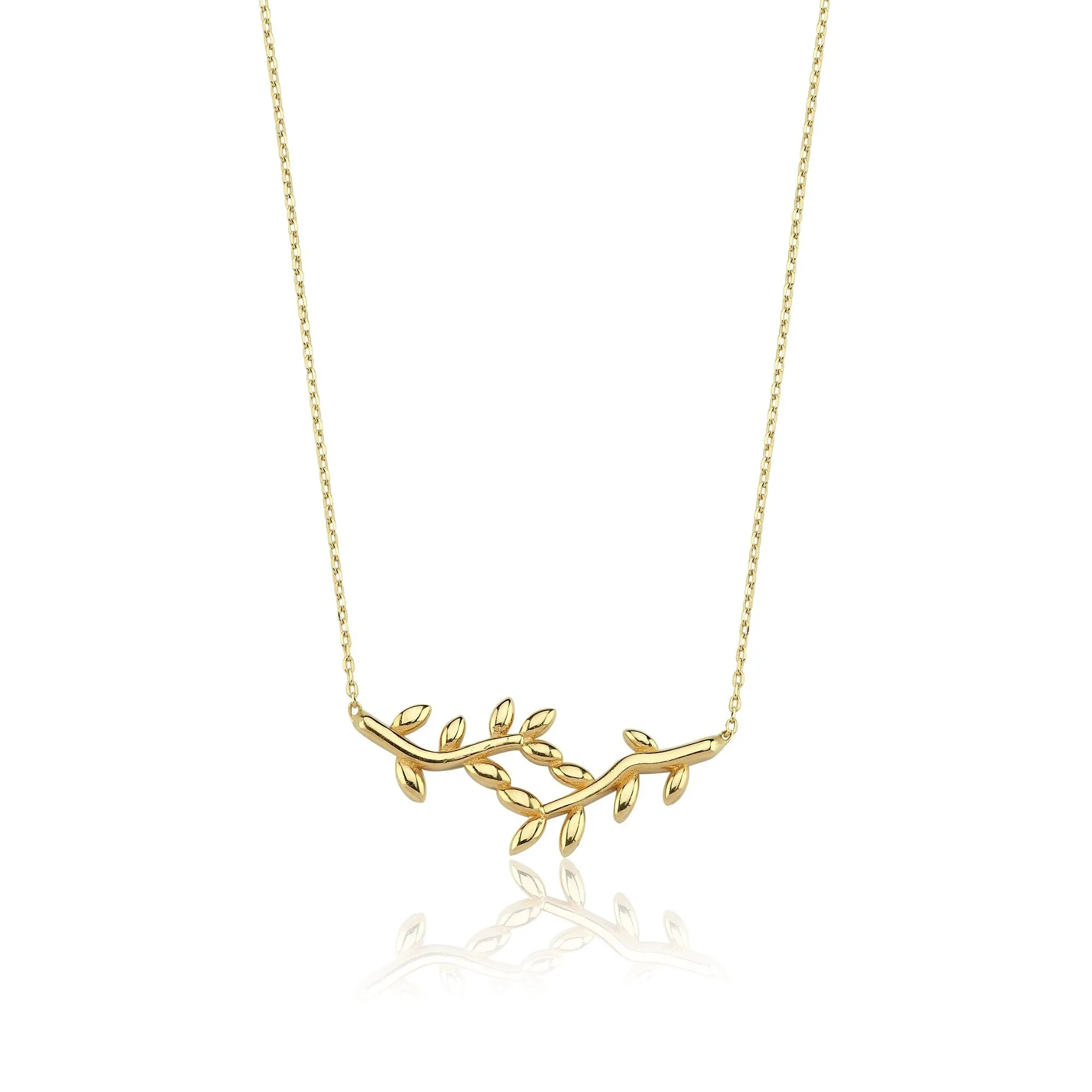 14k Gold Small Olive Branch Necklace