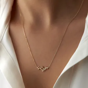 14k Gold Small Olive Branch Necklace