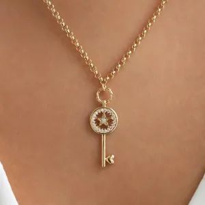 14k Gold Star Key Necklace
