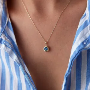 14k Gold Twisted Evil Eye Necklace