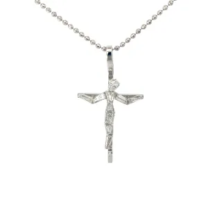 14k white gold 1.55CT E VS1 BAGUETTE AND ROUND Diamond cross pendant