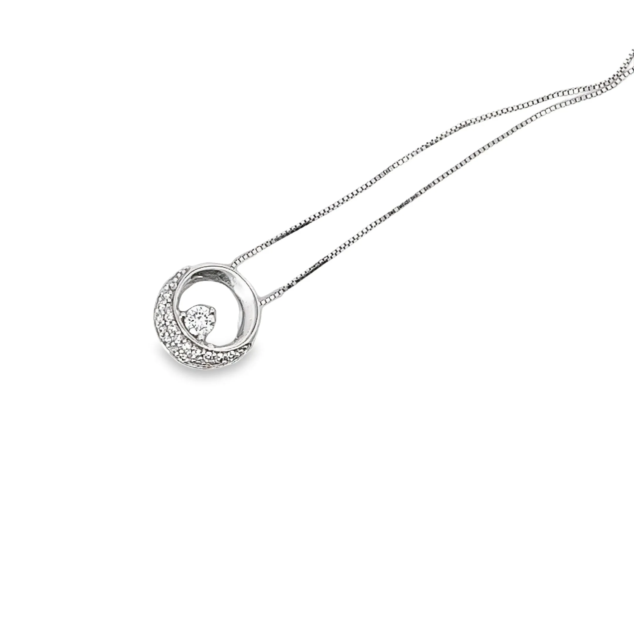 14K WHITE GOLD .30CT FVS2 DIAMOND FLOATING PENDANT