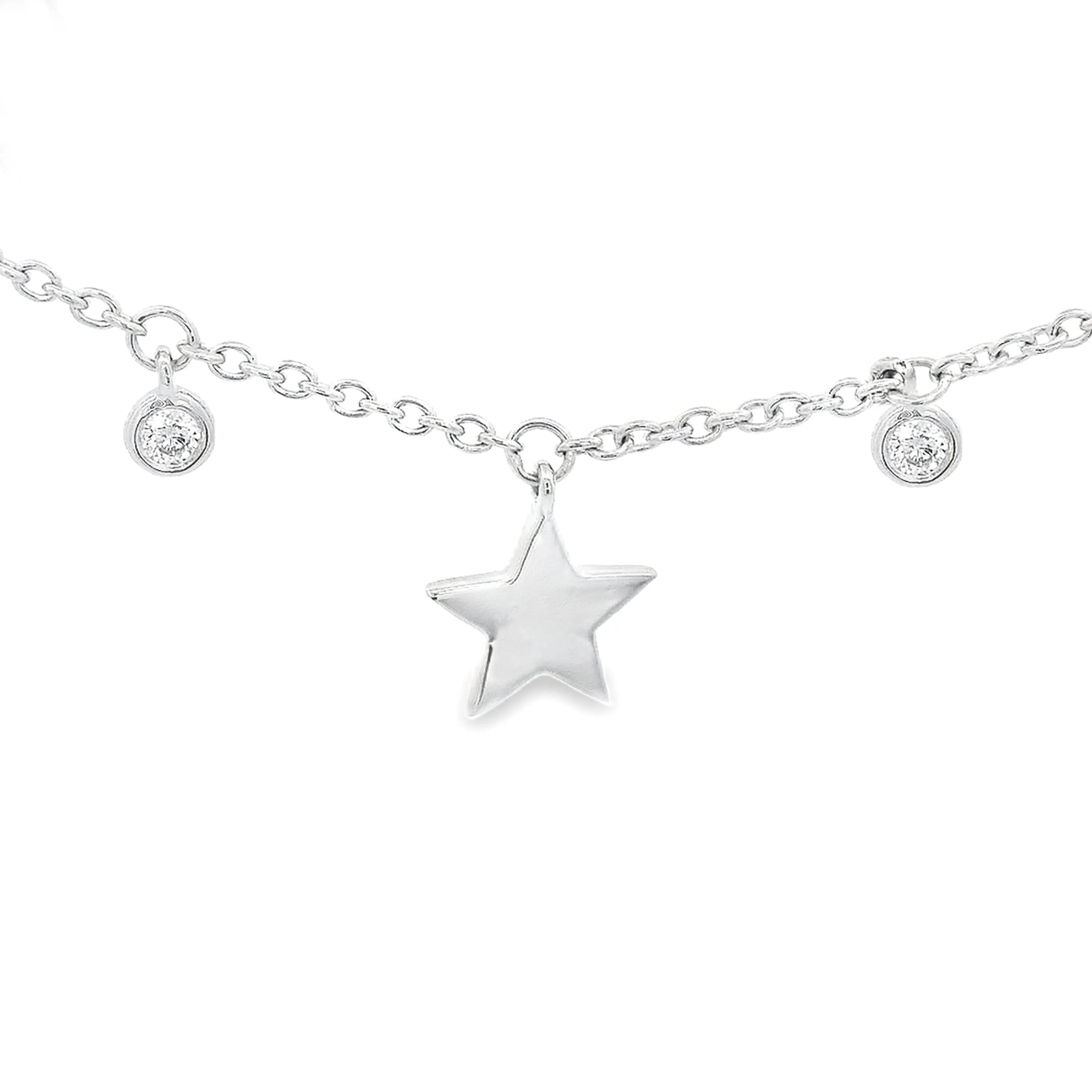 14K White Gold Diamond Star Necklace