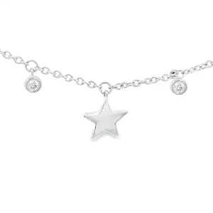 14K White Gold Diamond Star Necklace